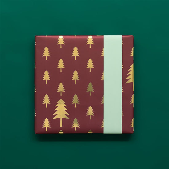 Papier cadeau sapin de Noël bordeaux 3m - Paquet cadeaux