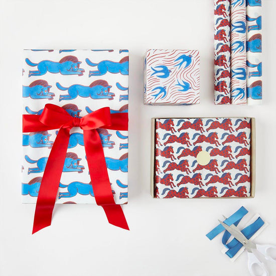 Rouleau de soie imprimé cheval pour cadeau ou déco enfant