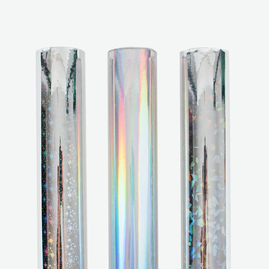 Roll of holographic wrapping paper to wrap Christmas gifts