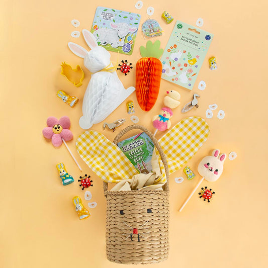 Yellow gingham rabbit basket