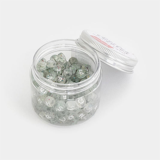 Pot de perles heishi argentées : matériel activité manuelle