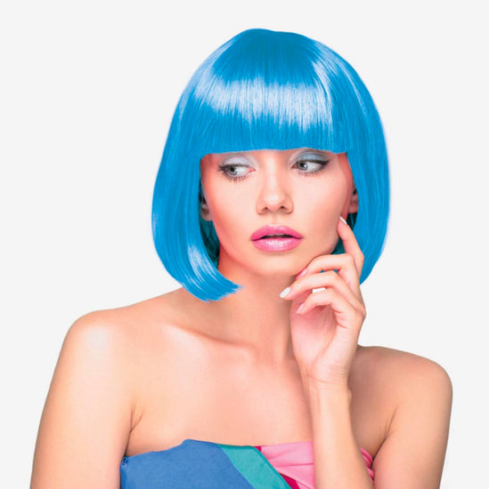Perruque bleu néon pour accessoire de fête - My Little Day