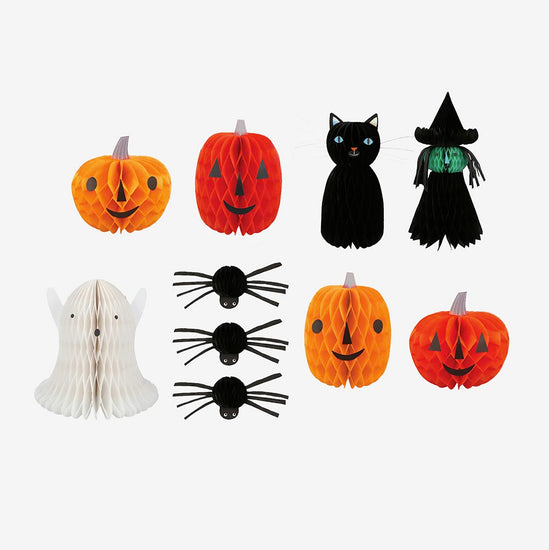 10 personnages d'Halloween alvéolés pour decoration halloween chic