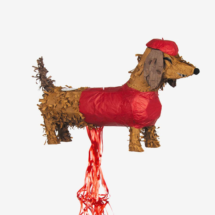 Pinata chien teckel pour déco d'anniversaire ou de fête originale