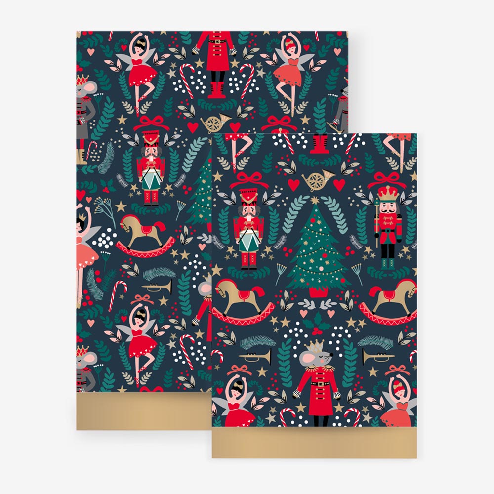 Pochette cadeau Noël en papier casse-noisette : calendrier de l'avent