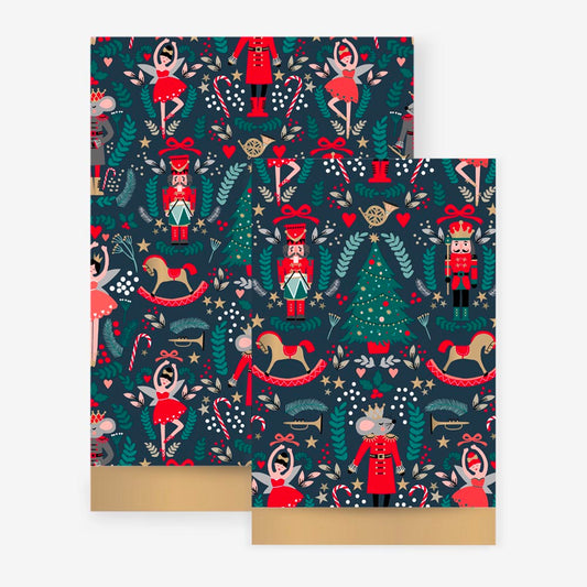 Pochette cadeau Noël en papier casse-noisette : calendrier de l'avent