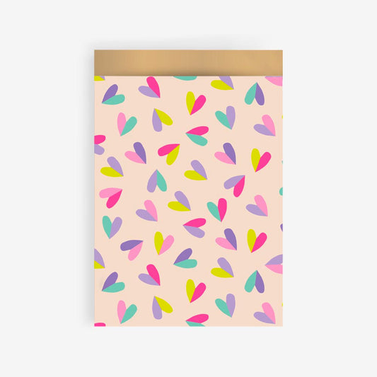 1 pochette en papier coeurs bicolores : pochette cadeau st valentin