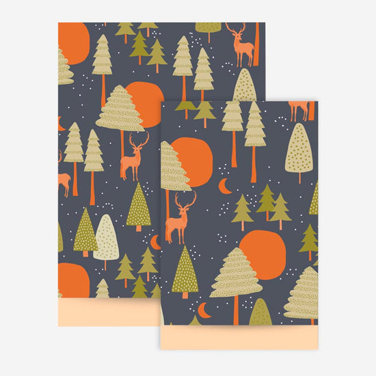 Papeterie de Noël : 1 pochette en papier animaux de la forêt pour cadeau de noel ou avent