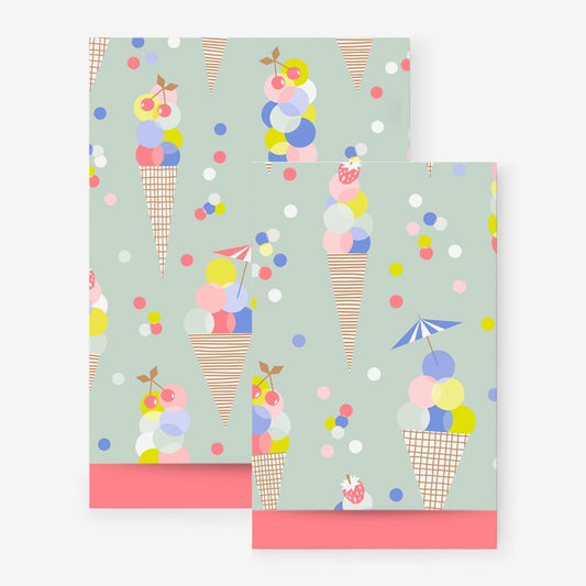 Pochette en papier imprimé glaces, idéale pour une fête gourmande