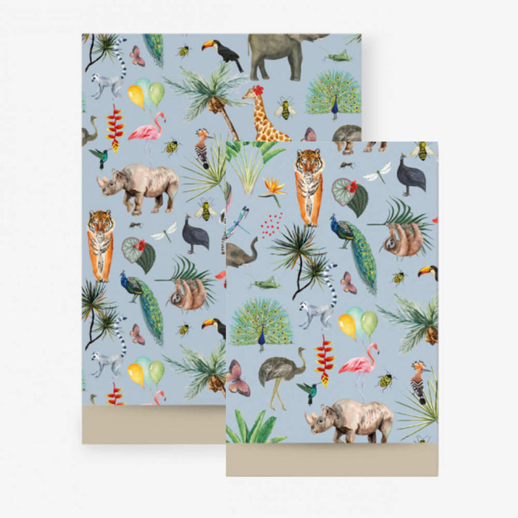 1 pochette en papier bleue animaux de la jungle