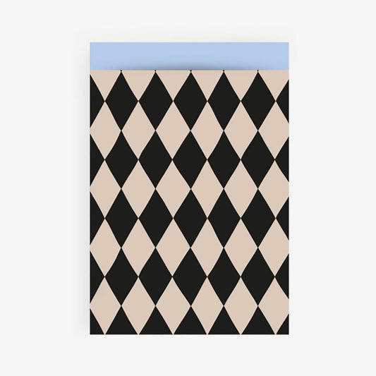 1 pochette en papier arlequin noir pour pochette surprise, emballage cadeau ou pêche à la ligne