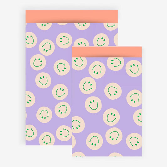 1 pochette en papier smiley mauve