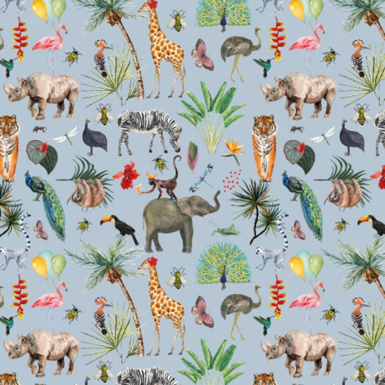 1 pochette en papier vert animaux de la jungle : emballage cadeau anniversaire enfant