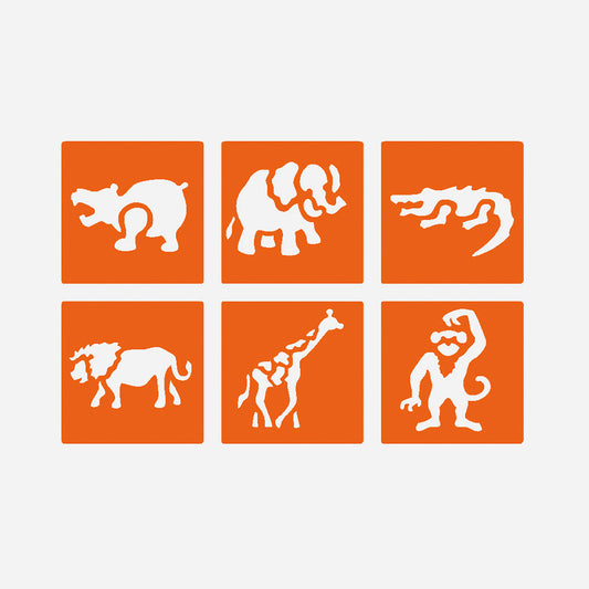 6 pochoirs animaux sauvages - Décoration d'anniversaire safari