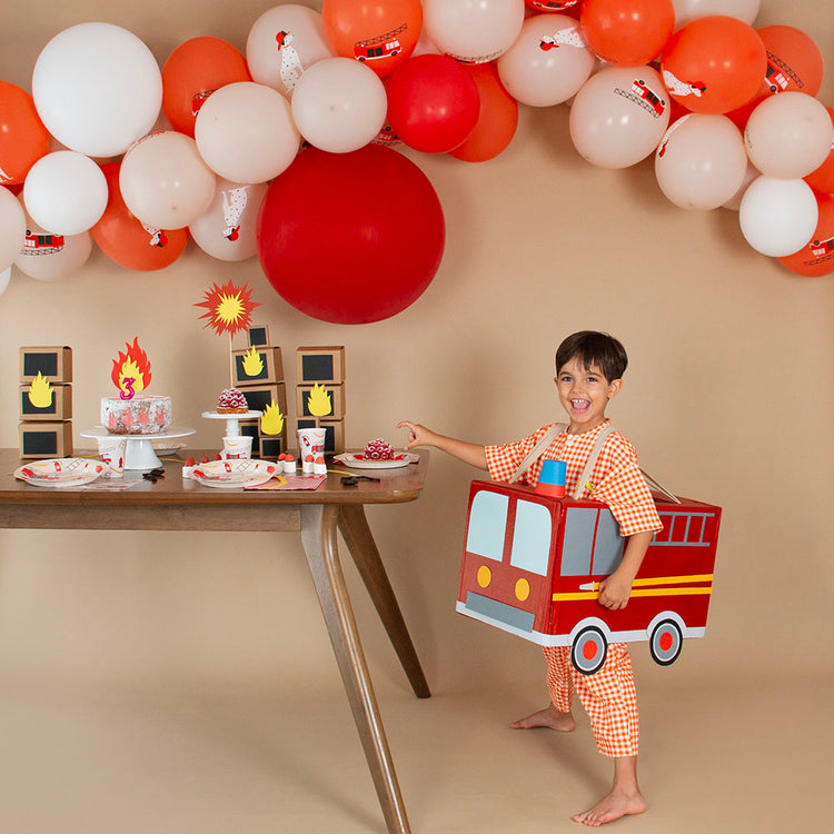 5 ballons de baudruche pompier : decoration anniversaire thème pompier