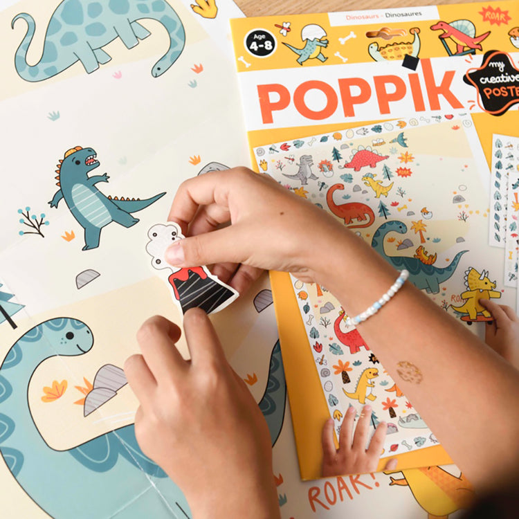 Poster créatif + 150 stickers dinosaures : idee cadeau anniversaire garcon