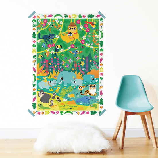 Poster thème animaux de la jungle - Stickers et gommettes pour enfant