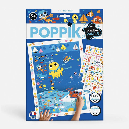 Poster créatif + 150 stickers autocollant mer : idee cadeau anniversaire