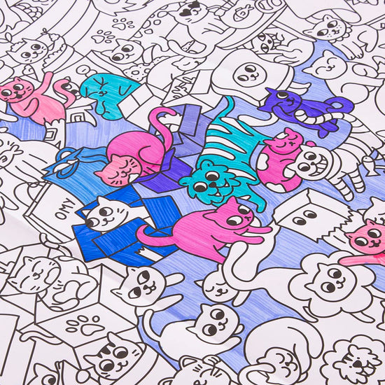 Affiche géante chats à colorier lors d’un goûter enfant