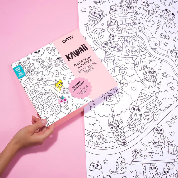 Poster géant à colorier Kawaï : idée activité pour anniversaire enfant 
