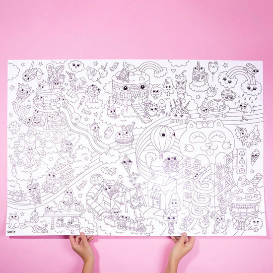 Poster géant Kawaï : coloriage pour enfant activité anniversaire