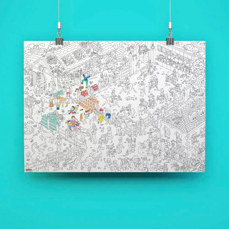 Poster coloriage géant univers cheval : activité anniversaire enfant 