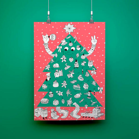 DIY Navidad - Póster árbol gigante para colorear - Regalo infantil