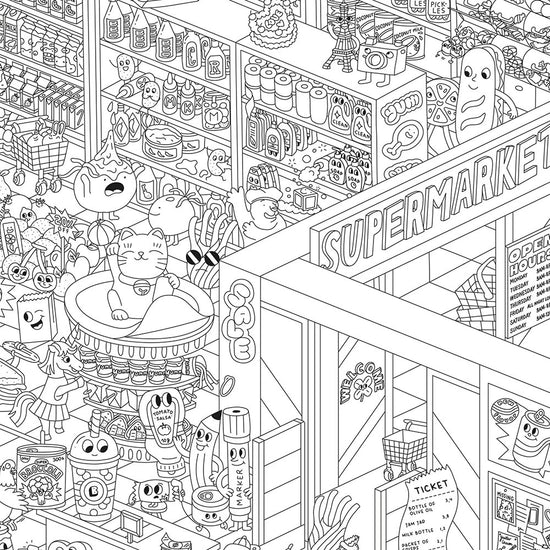 idée cadeau anniversaire ou activité enfant : poster géant supermarché omy