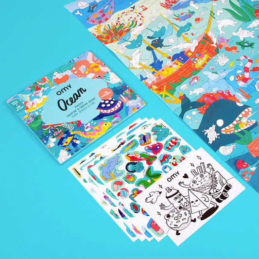 Poster géant océan avec stickers : cadeau anniversaire ludique