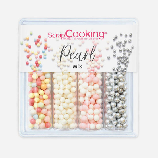 4 Pots decors en sucre mix perles : deco gateau anniversaire