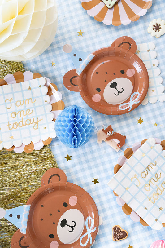 Vaisselle en carton jetable pour anniversaire thème ourson