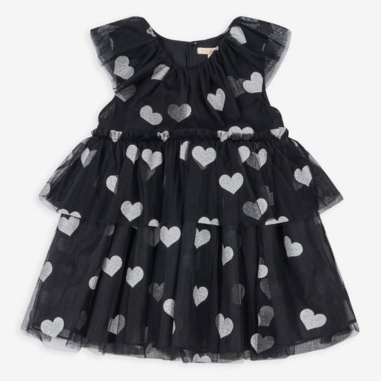 Robe noire à coeurs argentés : cadeau anniversaire enfant