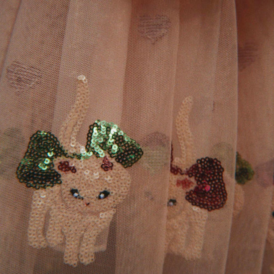 Robe de princesse chats et coeurs : déguisement carnaval enfant 