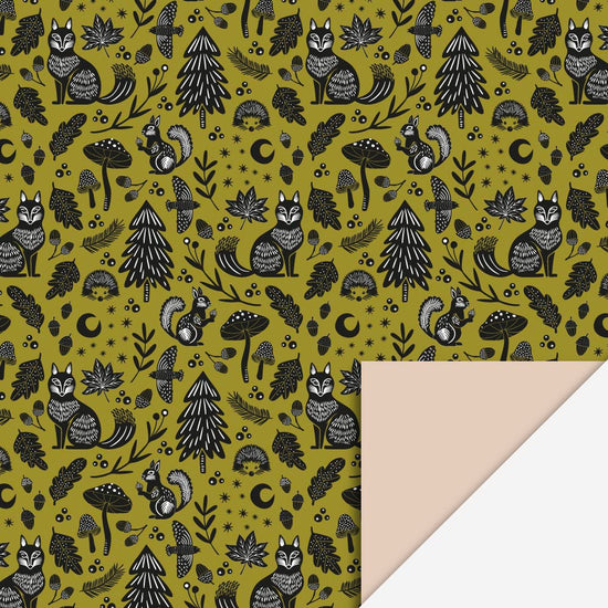 1 rouleau de papier cadeau animaux de la forêt : emballage cadeau anniversaire ou noel