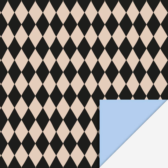 1 rouleau de papier cadeau arlequin noir : cadeau anniversaire cirque 