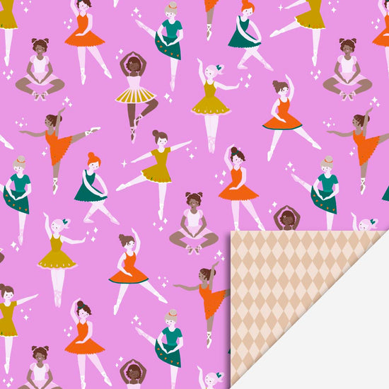 1 rouleau de papier cadeau ballerines : emballage cadeau anniversaire à thème