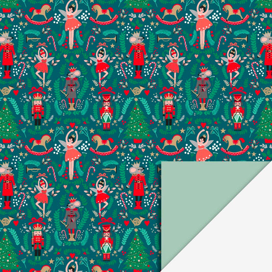 Papeterie de Noël : 1 rouleau de papier cadeau casse-noisette pour cadeau de noel