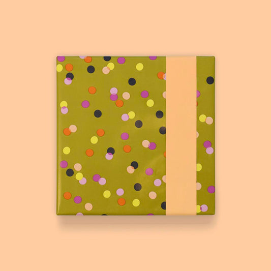 Papier cadeau confettis vert anniversaire