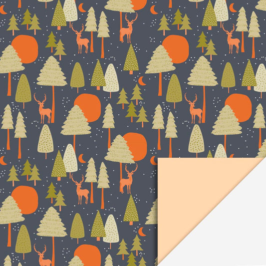 Papeterie de Noël : 1 rouleau de papier cadeau animaux de la forêt pour cadeau de noel