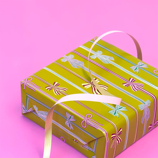 Emballage cadeau de noel  : 1 rouleau de papier cadeau noeuds colorés