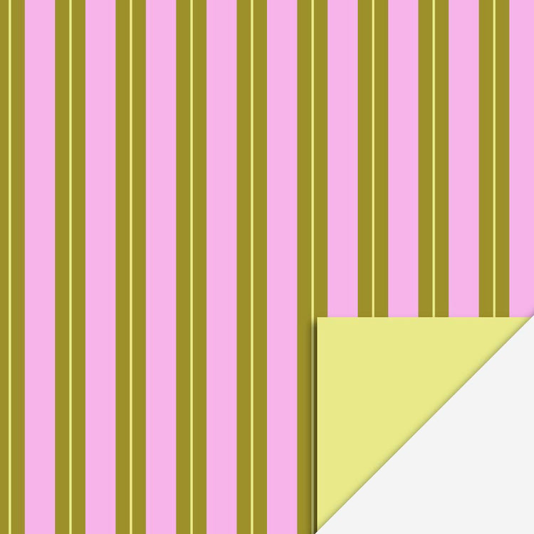 1 rouleau de papier cadeau rayures roses et vertes : cadeau anniversaire ou noel