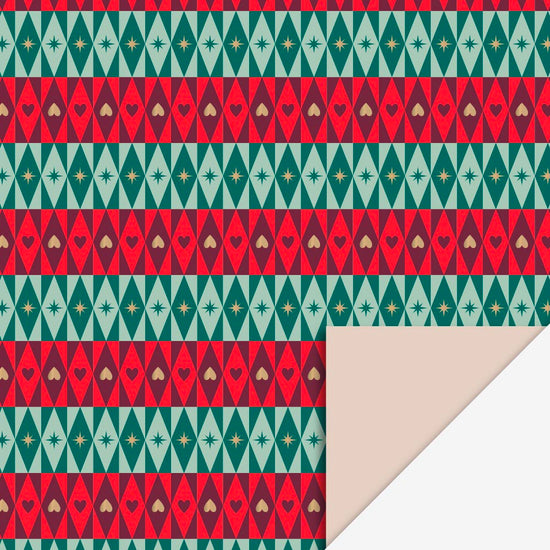 Papeterie de Noël : 1 rouleau de papier cadeau rouge et vert pour cadeau de noel ou avent