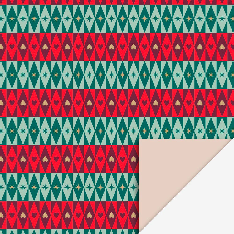 Papeterie de Noël : 1 rouleau de papier cadeau rouge et vert pour cadeau de noel ou avent