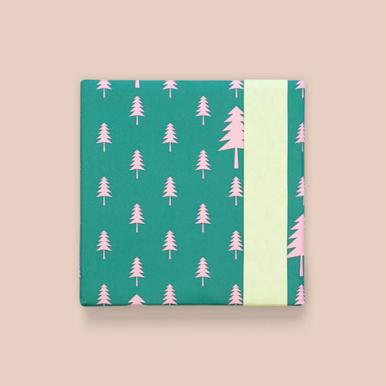 Emballage cadeau de noel  : 1 rouleau de papier cadeau sapins roses