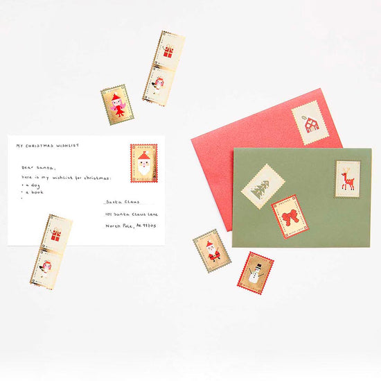 1 rouleau de faux timbres de Noël parfait pour cadeaux