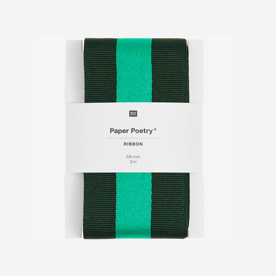 Ruban grosses rayures vertes : décoration cadeaux de Noël