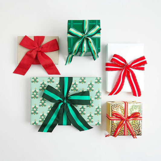 Ruban grosses rayures vertes : emballage cadeaux de Noël