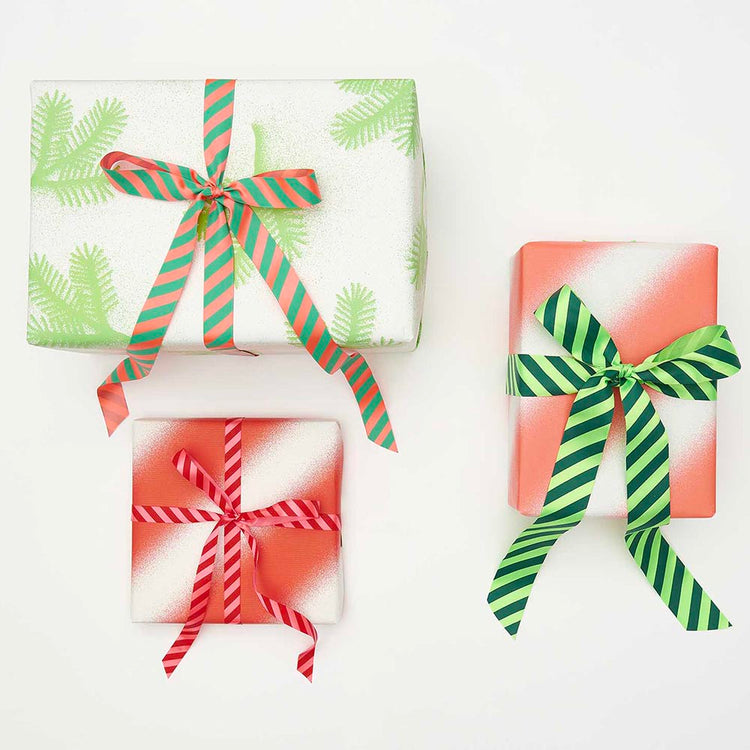 Noël - Ruban orange et vert idéal pour embellir ses cadeaux sous le sapin