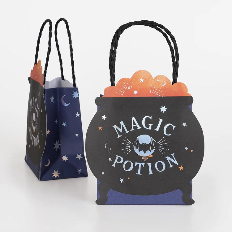 Sac Halloween en papier forme chaudron - Chasse aux bonbons