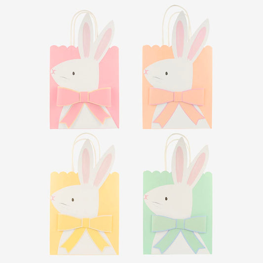 8 sacs cadeaux multicolores lapins de Pâques pour cadeau invité